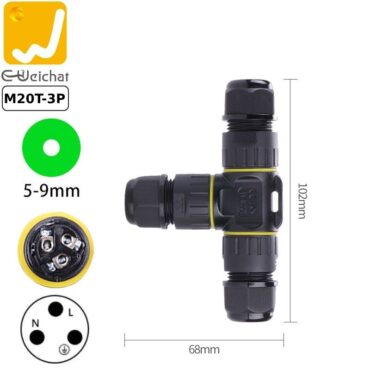 Đầu nối dây điện chống nước chữ T chuẩn IP68 chính hãng E-Weichat EW-M20T - Phụ Kiện Điện Tử Việt Nam Đầu nối dây điện chống nước chữ T chuẩn IP68 chính hãng E-Weichat EW-M20T ~ Kiểu dáng: 3 chân
