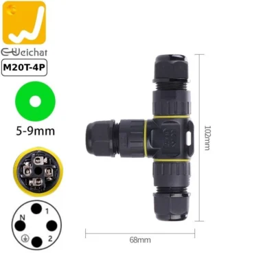 Đầu nối dây điện chống nước chữ T chuẩn IP68 chính hãng E-Weichat EW-M20T - Phụ Kiện Điện Tử Việt Nam Đầu nối dây điện chống nước chữ T chuẩn IP68 chính hãng E-Weichat EW-M20T ~ Kiểu dáng: 4 chân