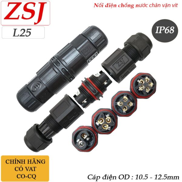 Đầu nối cút nối dây cáp điện 3 lõi 8-15mm chống nước IP68 ZSJ L25