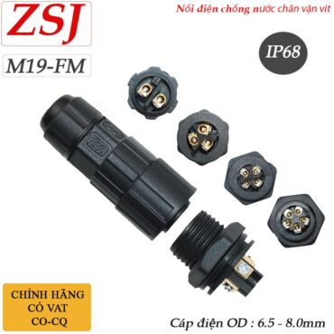 Đầu nối dây điện chống nước lắp bảng điều khiển IP68 chính hãng ZSJ M19-FP - Phụ Kiện Điện Tử Việt Nam