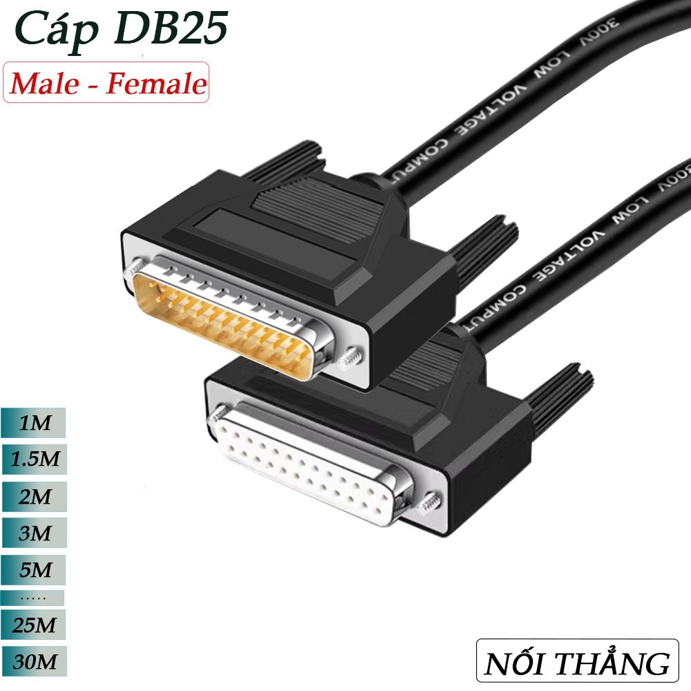 Cáp COM DB25 Cáp RS232 25 chân đực sang cái 1.5M 3M 5M 10M 15M 20M 25M 30M 40M - Phụ Kiện Điện Tử Việt Nam Cáp COM DB25 Cáp RS232 25 chân đực sang cái 1.5M 3M 5M 10M 15M 20M 25M 30M 40M