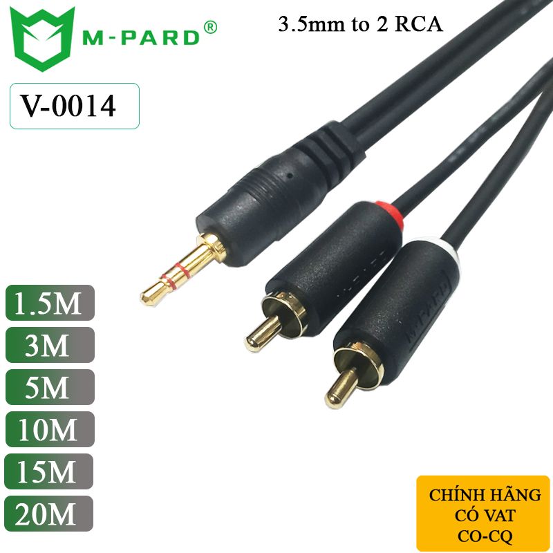 Dây cáp loa 3.5mm ra 2 RCA chính hãng M-PARD dài 1.5M đến 20M - Phụ Kiện Điện Tử Việt Nam Dây cáp loa 3.5mm ra 2 RCA chính hãng M-PARD dài 1.5M đến 20M