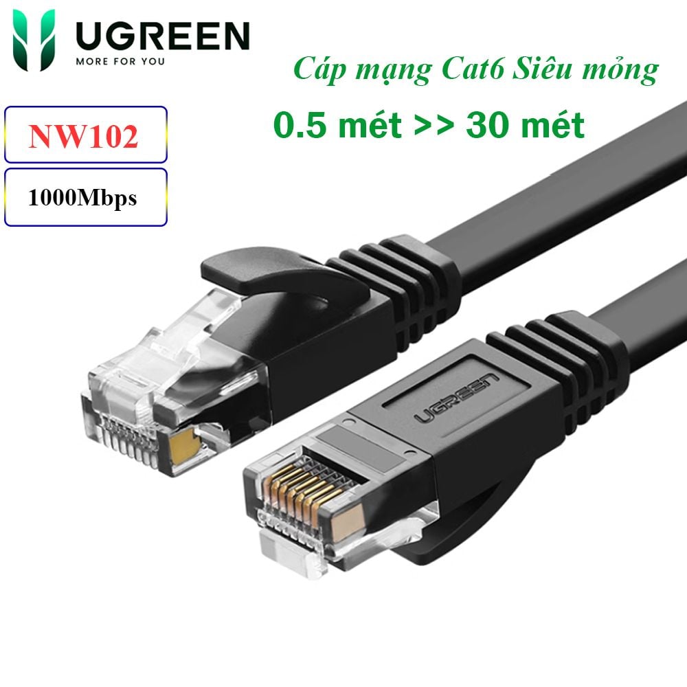 Dây cáp mạng cat6 UTP siêu mỏng tốc độ 1 gigabit Ugreen NW102 - Phụ Kiện Điện Tử Việt Nam Dây cáp mạng cat6 UTP siêu mỏng tốc độ 1 gigabit Ugreen NW102 - Phụ Kiện Điện Tử Việt Nam