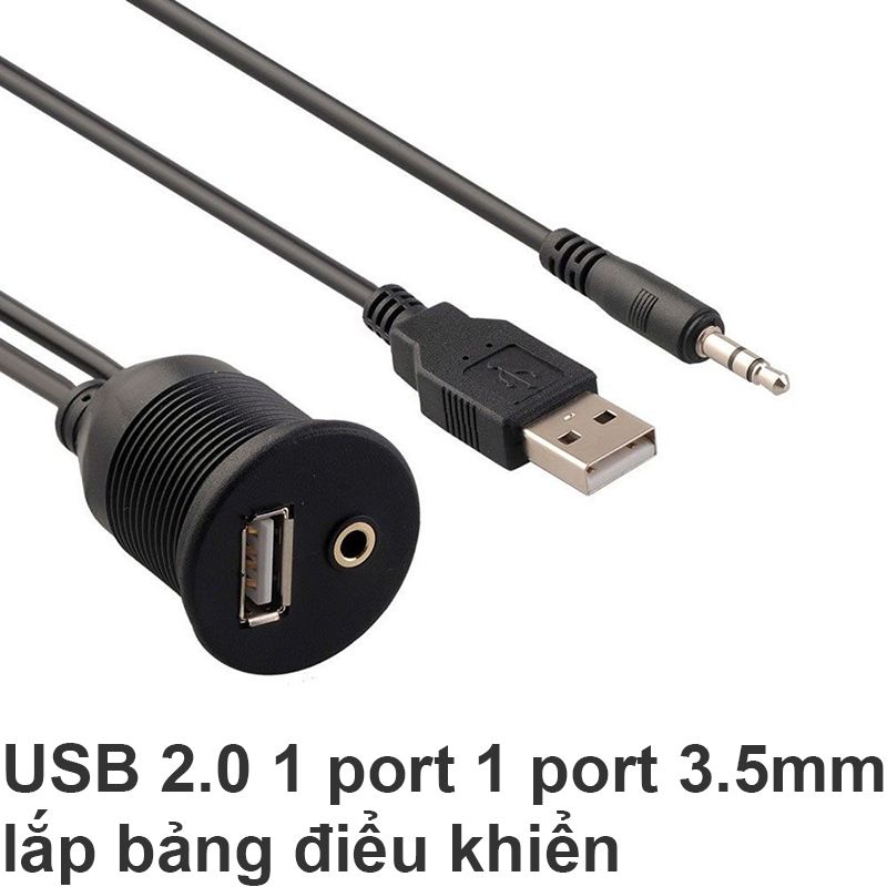 Ổ cắm nối dài USB 2.0 và audio 3.5mm bắt vít cố định 1 mét - 3.5mm + USB A 2.0 Female Male Waterproof Aux Audio Extension Cable Dash Mount - Phụ Kiện Điện Tử Việt Nam Ổ cắm nối dài USB 2.0 và audio 3.5mm bắt vít cố định 1 mét - 3.5mm + USB A 2.0 Female Male Waterproof Aux Audio Extension Cable Dash Mount