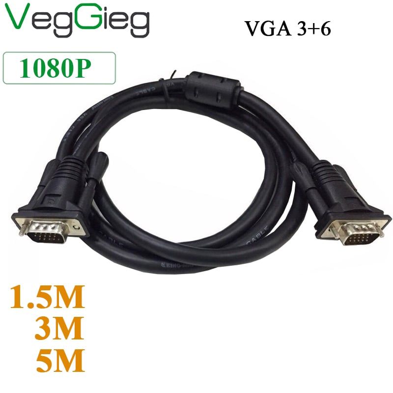 Dây cáp VGA dùng cho màn hình máy chiếu chính hãng VEGGIEG chuẩn 3+6 dài 1.5M, 3M, 5M - Phụ Kiện Điện Tử Việt Nam Dây cáp VGA dùng cho màn hình máy chiếu chính hãng VEGGIEG chuẩn 3+6 dài 1.5M, 3M, 5M