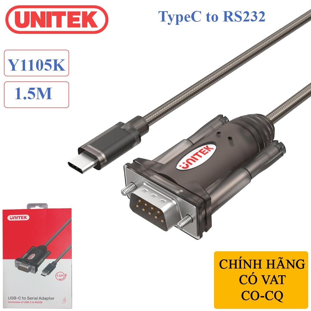 Dây USB TypeC to RS232 dài 1.5M Unitek Y-1105K - Phụ Kiện Điện Tử Việt Nam Dây USB TypeC to RS232 dài 1.5M Unitek Y-1105K - Phụ Kiện Điện Tử Việt Nam