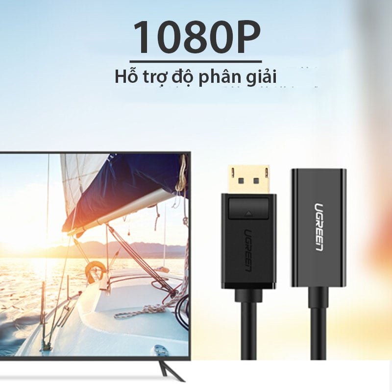 Display port to HDMI adapter UGREEN 40362 - Hỗ trợ full HD 1920*1080P - Phụ Kiện Điện Tử Việt Nam displayport to hdmi adapter 20cm ugreen 30462