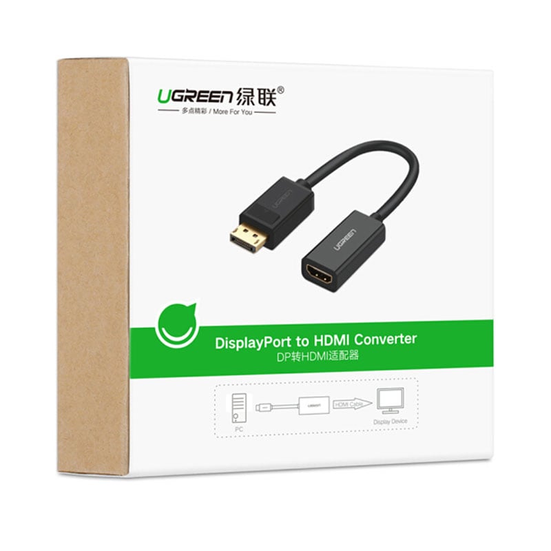 Display port to HDMI adapter UGREEN 40362 - Hỗ trợ full HD 1920*1080P - Phụ Kiện Điện Tử Việt Nam displayport to hdmi adapter 20cm ugreen 30462