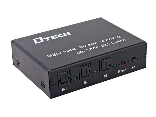 Bộ chuyển đổi quang sang RCA Audio optical switch 3x1 Dtech DT-6526 - Phụ Kiện Điện Tử Việt Nam