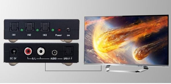 Bộ chuyển đổi quang sang RCA Audio optical switch 3x1 Dtech DT-6526 - Phụ Kiện Điện Tử Việt Nam