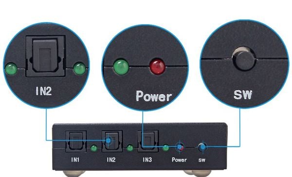 Bộ chuyển đổi quang sang RCA Audio optical switch 3x1 Dtech DT-6526 - Phụ Kiện Điện Tử Việt Nam