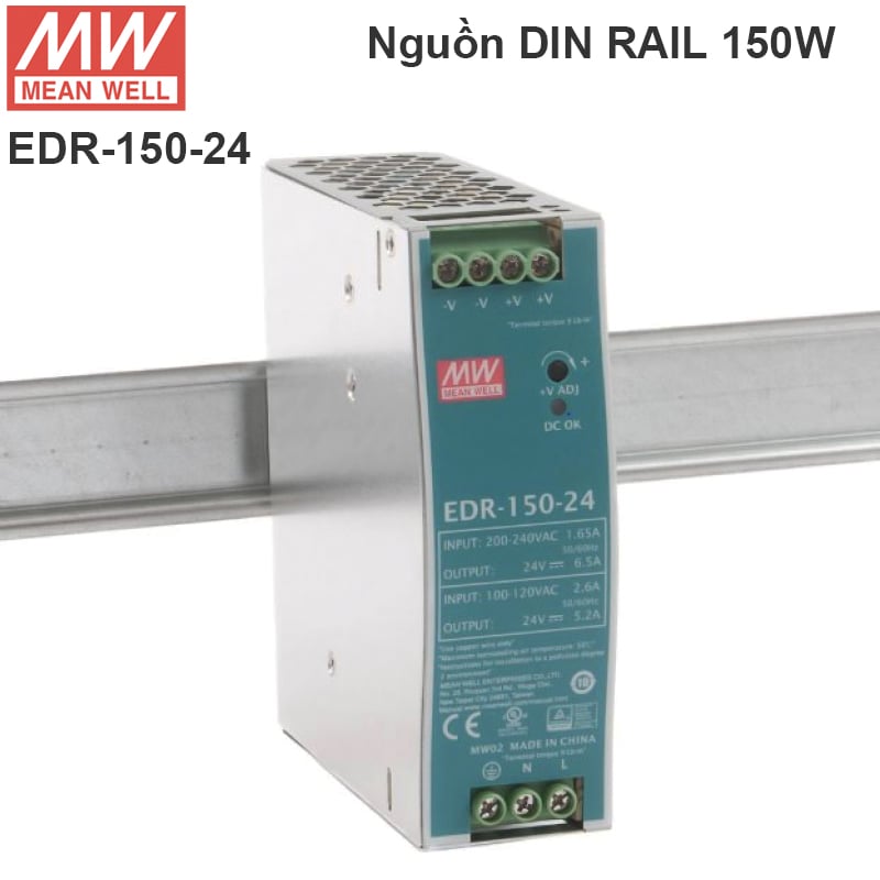 Nguồn DIN RAIL nguồn công nghiệp 24V-6.5A 150W Meanwell EDR-150-24 - Phụ Kiện Điện Tử Việt Nam nguon edr-150-24