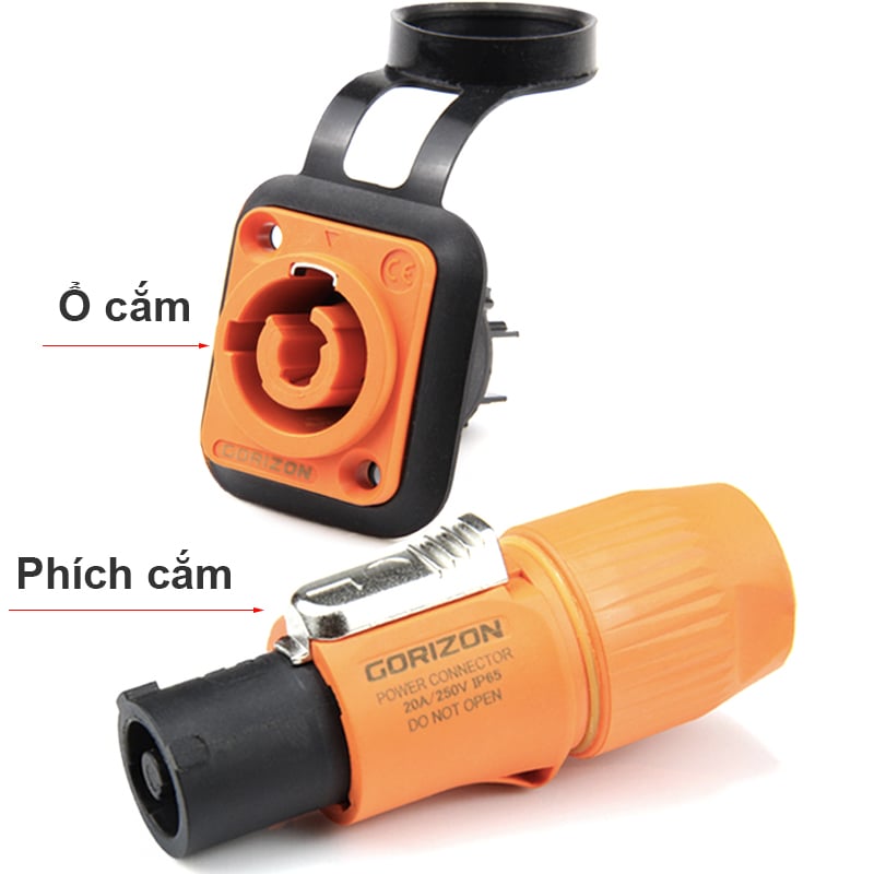 Ổ cắm điện 3 chân AC cho màn hình LED ngoài trời IP65 Gorizon GZ711F - Phụ Kiện Điện Tử Việt Nam o cam dien ngoai troi gorizon gz711f