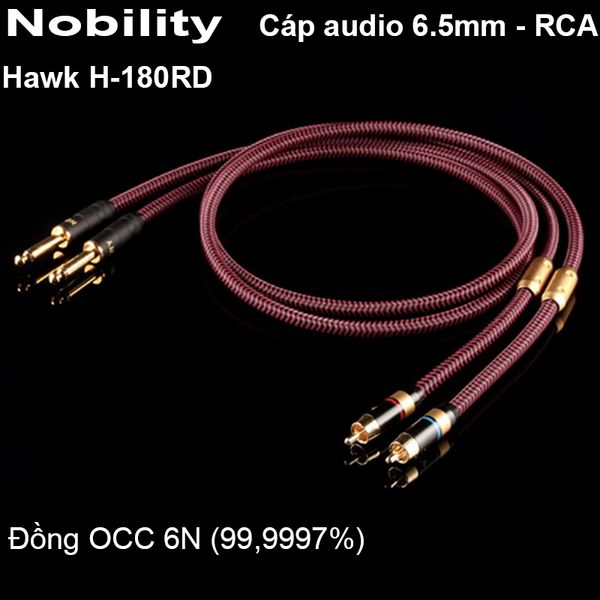 Cáp audio 6.35mm ra RCA đồng 6N OCC Nobility Hawk H-180RD 1 mét 2 sợi - Phụ Kiện Điện Tử Việt Nam cap 6.5mm ra rca dong occ 6n