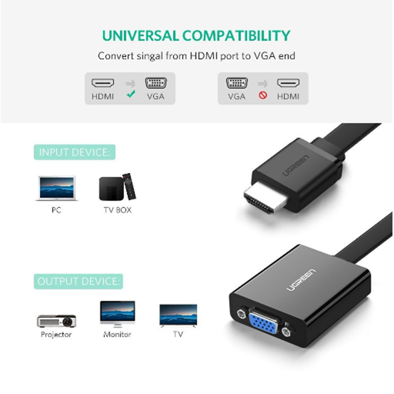 HDMI ra VGA Audio UGREEN 40248 hỗ trợ nguồn - Phụ Kiện Điện Tử Việt Nam hdmi ra vga ugreen 40248