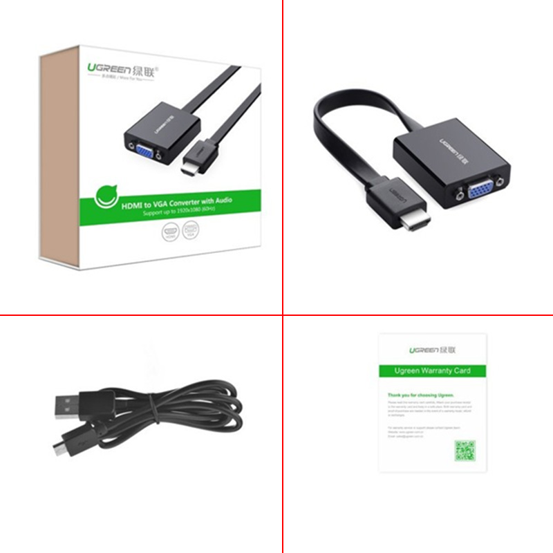 HDMI ra VGA Audio UGREEN 40248 hỗ trợ nguồn - Phụ Kiện Điện Tử Việt Nam hdmi ra vga ugreen 40248