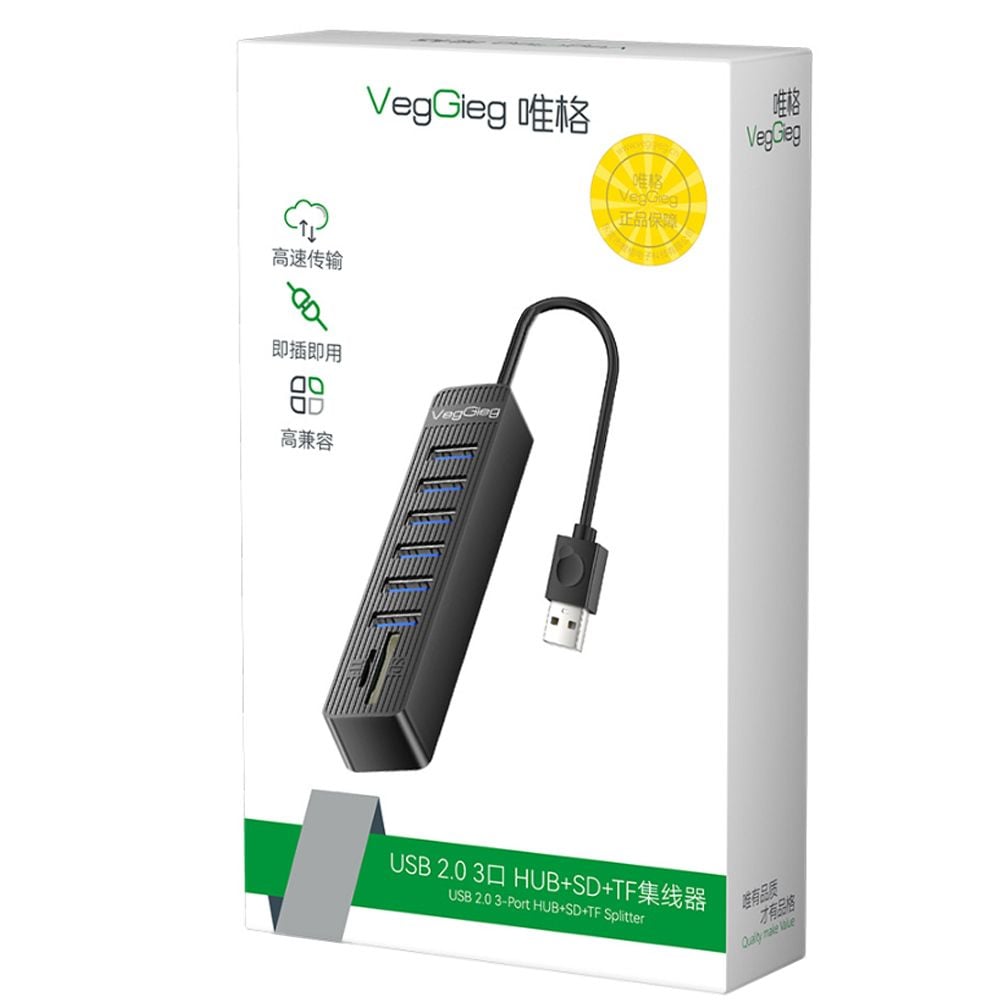 Bộ Chia USB 2.0 ra 6 Cổng USB và Đọc Thẻ Nhớ SD/TF Chính Hãng Veggieg V-C306 - Hub USB 8 trong 1 - Phụ Kiện Điện Tử Việt Nam Bộ Chia USB 2.0 ra 6 Cổng USB và Đọc Thẻ Nhớ SD/TF Chính Hãng Veggieg V-C306 - Hub USB 8 trong 1 - Phụ Kiện Điện Tử Việt Nam