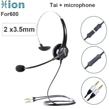 Tai nghe tổng đài Hion For600 cho tổng đài viên,CSKH Call Center, telesale chân RJ9 cho điện thoại để bàn - Phụ Kiện Điện Tử Việt Nam Tai nghe micro tổng đài viên cho Laptop PC - cắm 2 cổng 3.5mm