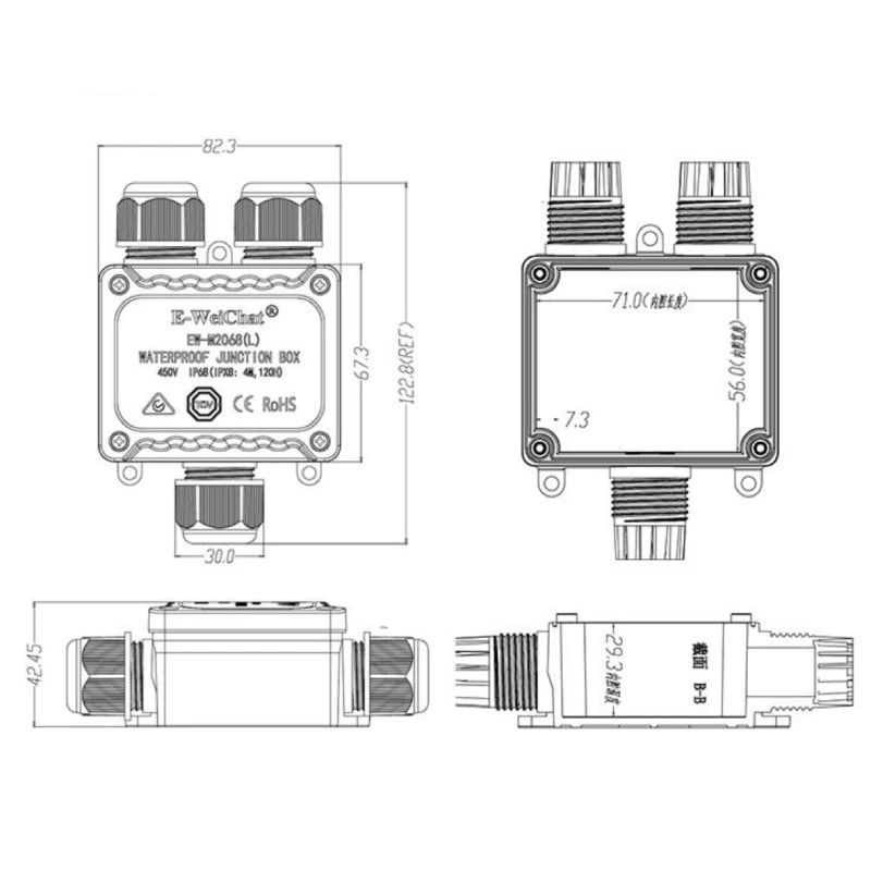 Hộp nối chia điện chống nước 3 ngả chuẩn IP68 hãng E-Weichat EW-M2068L-Y - Phụ Kiện Điện Tử Việt Nam