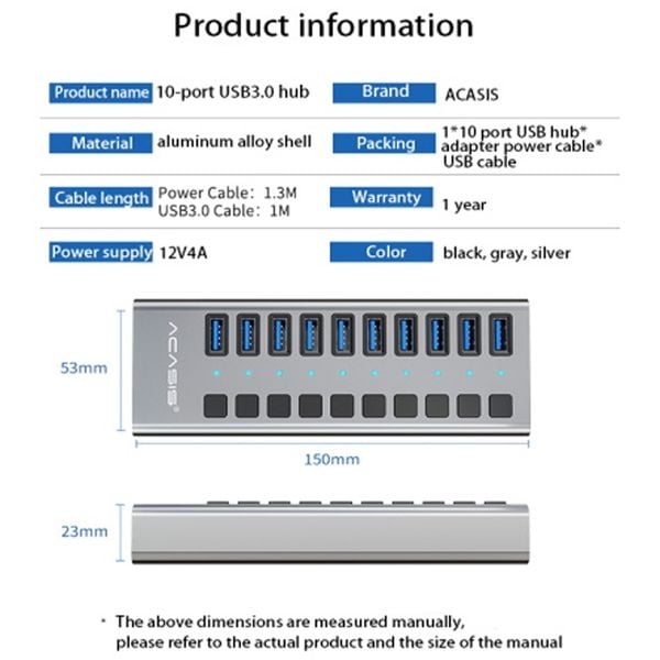Bộ chia USB 3.0 16 cổng có cấp nguồn ngoài ACASIS HS-716M - Phụ Kiện Điện Tử Việt Nam