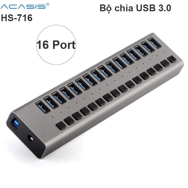 Bộ chia USB 3.0 16 cổng có cấp nguồn ngoài ACASIS HS-716M - Phụ Kiện Điện Tử Việt Nam