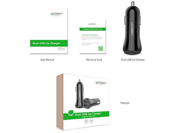 Sạc trên ô tô 2 cổng USB công suất 17W Ugreen 20392 20393 - Phụ Kiện Điện Tử Việt Nam Sạc trên ô tô 2 cổng USB công suất 17W Ugreen 20392 20393 - Phụ Kiện Điện Tử Việt Nam