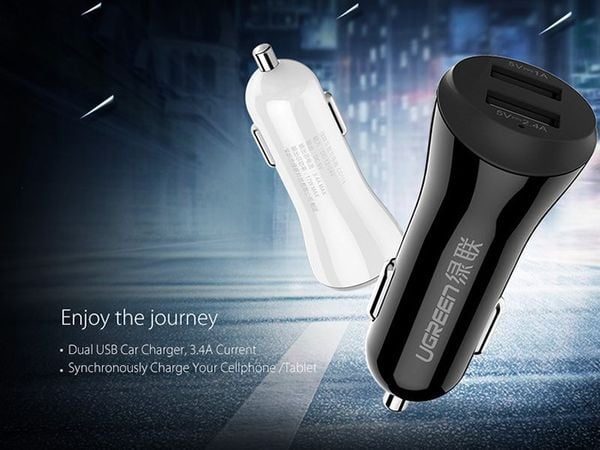 Sạc trên ô tô 2 cổng USB công suất 17W Ugreen 20392 20393 - Phụ Kiện Điện Tử Việt Nam Sạc trên ô tô 2 cổng USB công suất 17W Ugreen 20392 20393 - Phụ Kiện Điện Tử Việt Nam