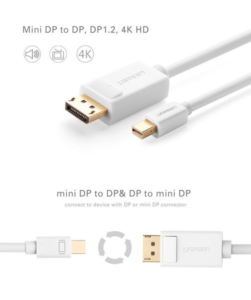 Cáp Mini Displayport to Displayport 1.5M 2M 3M Ugreen hỗ trợ 4K60Hz (màu trắng) - Phụ Kiện Điện Tử Việt Nam Cáp Mini Displayport to Displayport 1.5M 2M 3M Ugreen hỗ trợ 4K60Hz (màu trắng) - Phụ Kiện Điện Tử Việt Nam