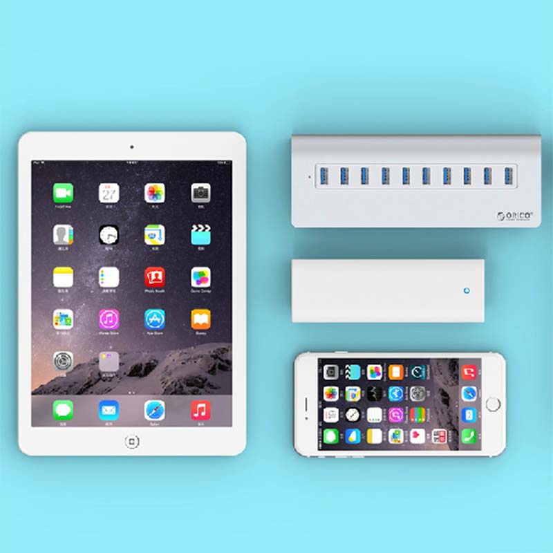 bo chia usb 10 cong vo nhom orico m3h10