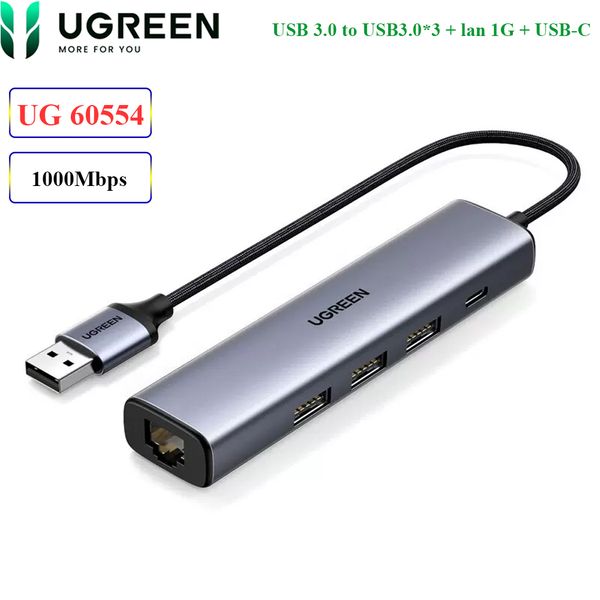 Bộ chia USB 3.0 ra 3 cổng USB 3.0 + Lan 1G + Type-c Ugreen 60554 CM475 - Phụ Kiện Điện Tử Việt Nam