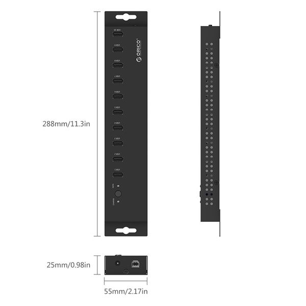 Bộ chia USB 2.0 công nghiệp 20 cổng vỏ kim loại cấp nguồn ngoài Orico IH20P - Phụ Kiện Điện Tử Việt Nam bo chia usb 2.0 cong nghiep 10 cong orico