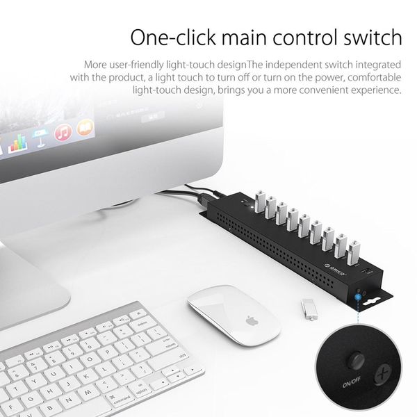 Bộ chia USB 2.0 công nghiệp 20 cổng vỏ kim loại cấp nguồn ngoài Orico IH20P - Phụ Kiện Điện Tử Việt Nam bo chia usb 2.0 cong nghiep 10 cong orico