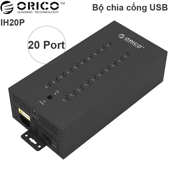 Bộ chia USB 2.0 công nghiệp 20 cổng vỏ kim loại cấp nguồn trực tiếp Orico IH20P - Phụ Kiện Điện Tử Việt Nam usb hub 20 cong