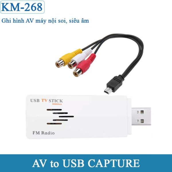 USB Capture Tivi Stick KM-268 ghi hình từ chuẩn AV vào máy tính chuyên dùng cho Máy siêu âm Nội soi