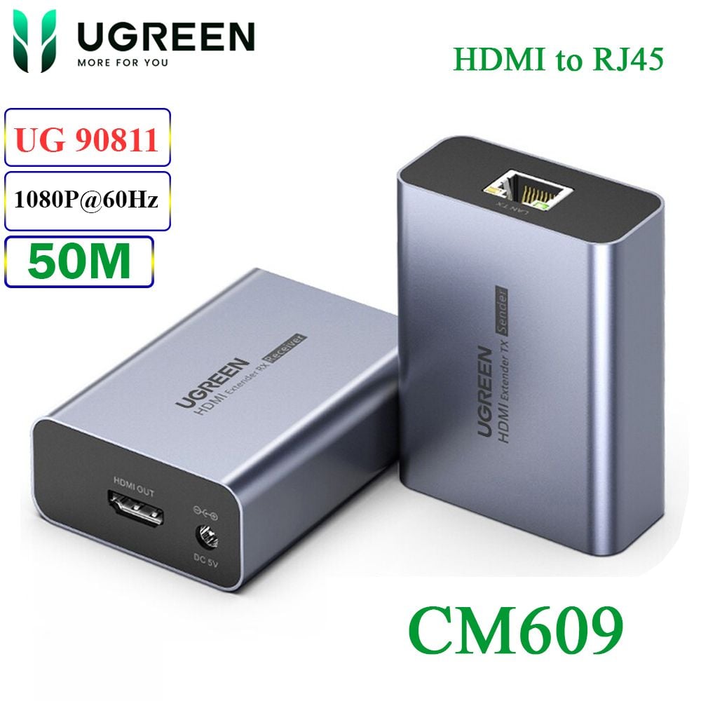 HDMI extender 50M qua cáp mạng Cat5e, Cat6 Ugreen 90811 CM609 - Phụ Kiện Điện Tử Việt Nam HDMI extender 50M qua cáp mạng Cat5e, Cat6 Ugreen 90811 CM609 - Phụ Kiện Điện Tử Việt Nam