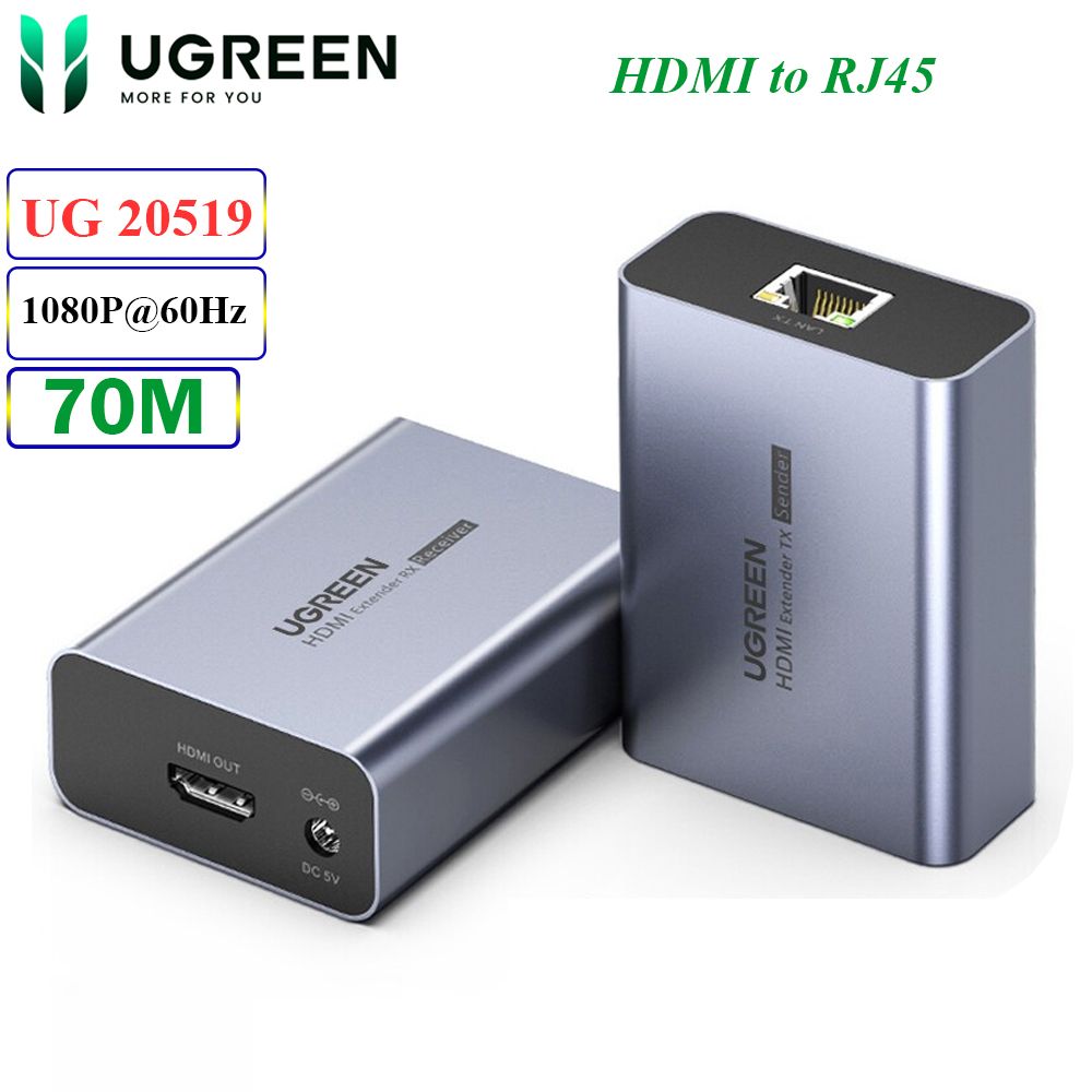 Bộ khuếch đại kéo dài HDMI qua cáp mạng RJ45 70M Ugreen 20519 CM455 - Phụ Kiện Điện Tử Việt Nam Bộ khuếch đại kéo dài HDMI qua cáp mạng RJ45 70M Ugreen 20519 CM455 - Phụ Kiện Điện Tử Việt Nam