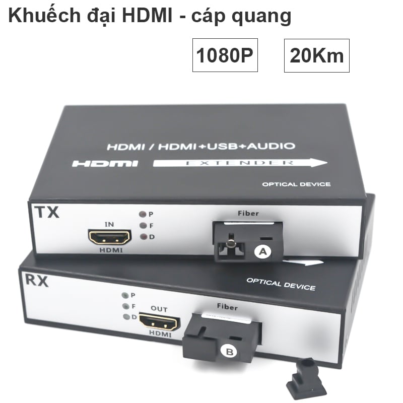 Bộ khuếch đại kéo dài tín hiệu HDMI qua cáp quang full HD1080P 20Km - Phụ Kiện Điện Tử Việt Nam bo khuech dai hdmi qua cap quang 20km