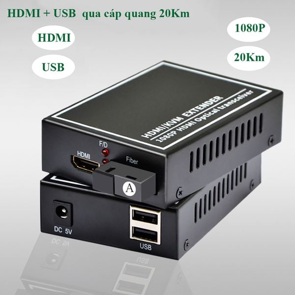 Bộ khuếch đại kéo dài tín hiệu HDMI qua cáp quang full HD1080P 20Km có USB KVM - Phụ Kiện Điện Tử Việt Nam
