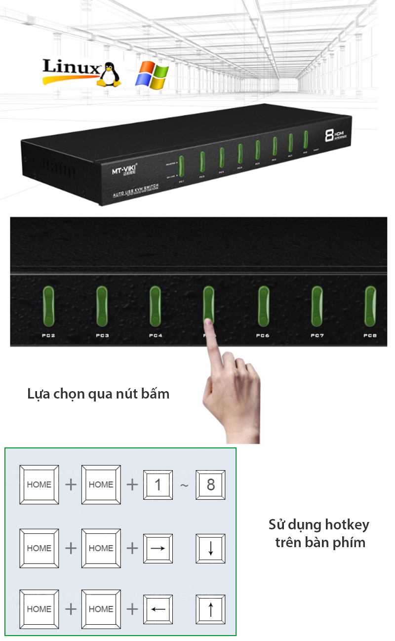 hdmi kvm switch auto 8 port mt-viki MT-0801HK