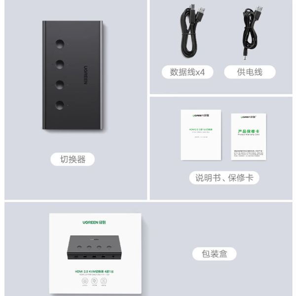 KVM Switch HDMI 4x1 - Bộ chuyển mạch HDMI và USB 4 vào 1 ra 4K60Hz Ugreen 70439 CM293 - Phụ Kiện Điện Tử Việt Nam KVM Switch HDMI 4x1 - Bộ chuyển mạch HDMI và USB 4 vào 1 ra 4K60Hz Ugreen 70439 CM293 - Phụ Kiện Điện Tử Việt Nam