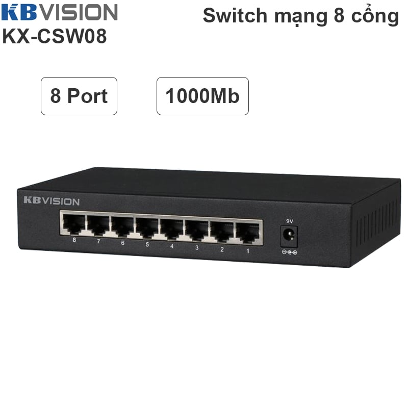 Switch Bộ chia mạng LAN RJ45 8 cổng gigabit KBVISION KX-CSW08 - Phụ Kiện Điện Tử Việt Nam bo chia cong mang gigabit 16 port