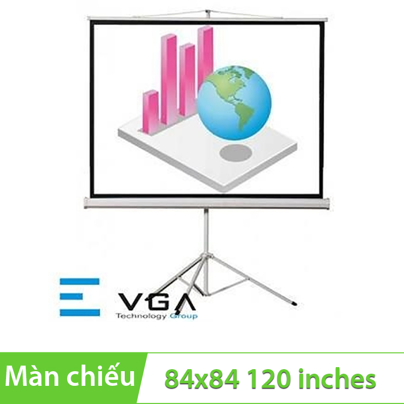 Màn máy chiếu 3 chân 84x84 120'' EVGA T84G - Phụ Kiện Điện Tử Việt Nam man chieu evga 84*84