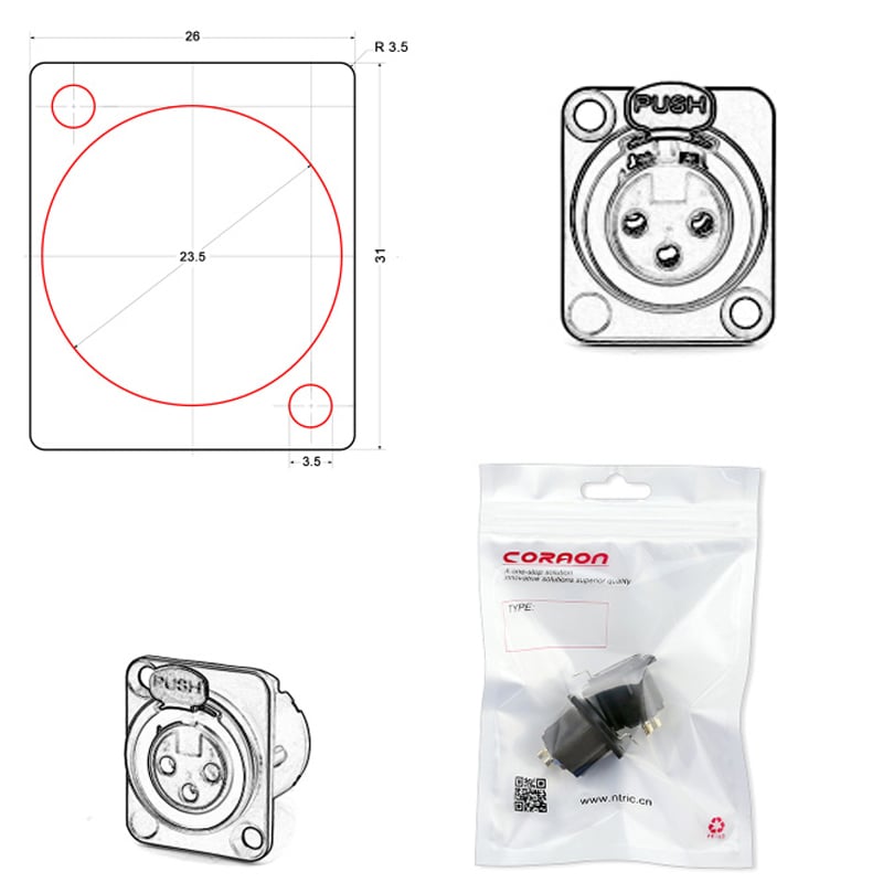 Đầu giắc hàn Cannon cổng XLR 3 chân đực lắp bảng điều khiển Coraon LC3MD-W/B - Phụ Kiện Điện Tử Việt Nam nhan cam XLR am tuong