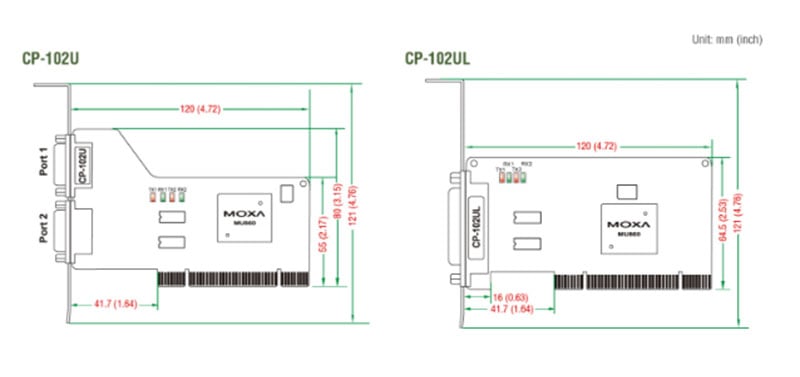 Card chuyển đổi PCI sang 2 RS232 Moxa CP-102U - Phụ Kiện Điện Tử Việt Nam card pci-e ra 2 rs232 moxa cp-102ul
