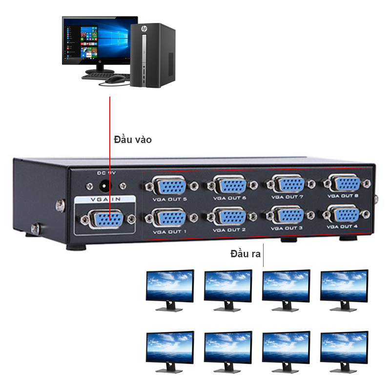 Bộ chia VGA 1 ra 8 350MHz MT-VIKI MT-3508 - Phụ Kiện Điện Tử Việt Nam bo chia vga 1 ra 8 mt-viki mt-3508