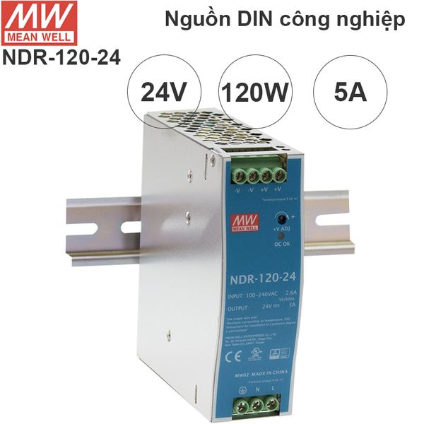Nguồn DIN công nghiệp 24V-5A 120W Meanwell NDR-120-24 - Phụ Kiện Điện Tử Việt Nam nguon 24v-5a Meanwell NDR-120-24
