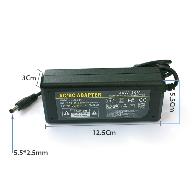 Nguồn DC 36V-2A/72W | Adapter AC/DC 36V-2A YU3602 chân cắm đầu ra tròn 5.5x2.5mm - Phụ Kiện Điện Tử Việt Nam nguon 36v-2a-72w