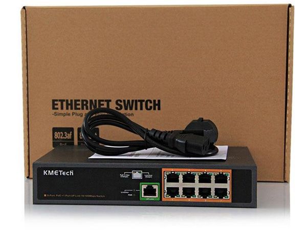 Switch cấp nguồn POE 8 cổng 100Mbps 54V 150W IEEE802.3af at KMEtech PSE908FR - Phụ Kiện Điện Tử Việt Nam