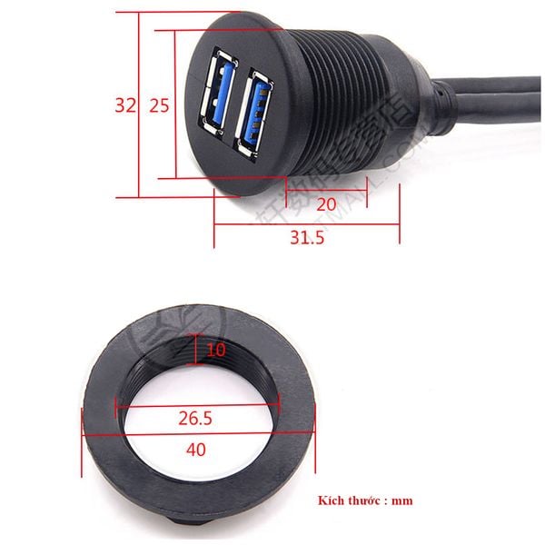 Cáp nối dài USB 3.0 1 mét lắp bảng điều khiển 1 cổng - USB 3.0 Flush Mount Cable 1 port - Phụ Kiện Điện Tử Việt Nam Cáp nối dài USB 3.0 1 mét lắp bảng điều khiển 1 cổng - USB 3.0 Flush Mount Cable 1 port - Phụ Kiện Điện Tử Việt Nam