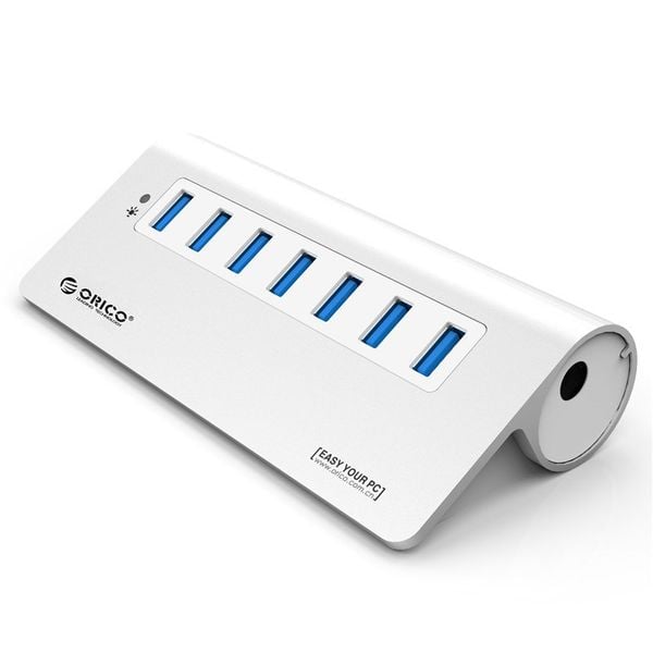 Bộ chia USB 3.0 7 cổng vỏ nhôm cấp nguồn ngoài Orico M3H7 - Phụ Kiện Điện Tử Việt Nam Bộ chia USB 3.0 7 cổng vỏ nhôm cấp nguồn ngoài Orico M3H7 - Phụ Kiện Điện Tử Việt Nam